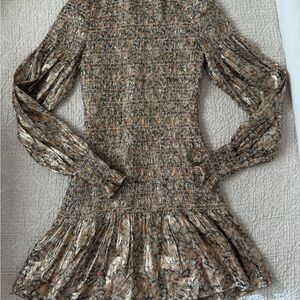 LoveShackFancy Brown Long Sleeve Dress